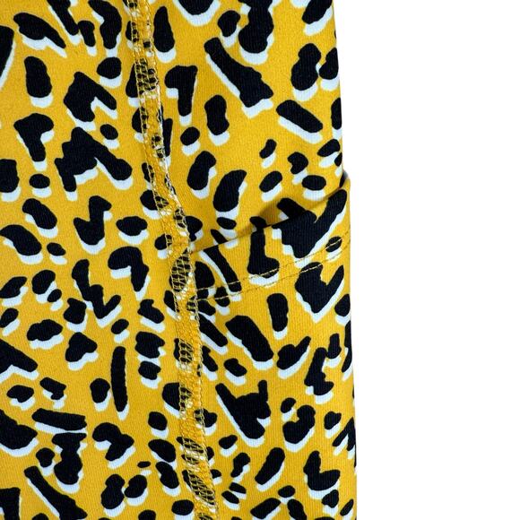 BCBGeneration Yellow Leopard Print Leggings | High Waist Stretch | Size Small - Picture 4 of 8